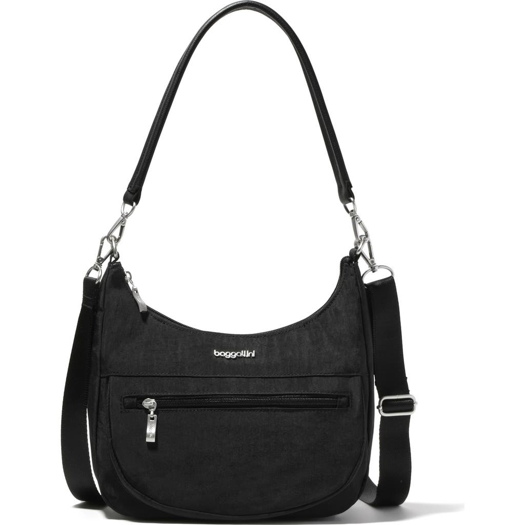 Baggallini Modern Pocket Half Moon Crossbody Shoulder Bag In Black