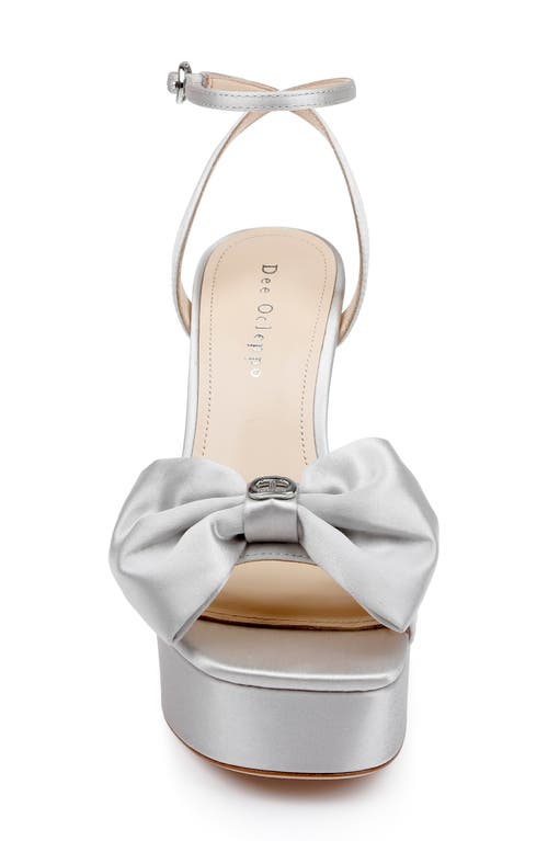 Dee Ocleppo Women's Maui Square Toe Rhinestone Accented Bow High Heel Platform Sandals In Stone Satin
