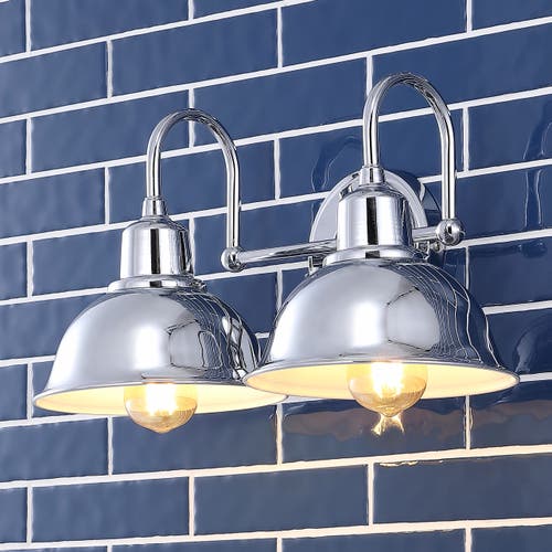 Jonathan Y Frisco 2-light Farmhouse Industrial Iron Led Vanity In Chrome