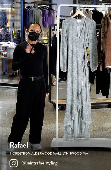WAYF Meryl Floral Long Sleeve Wrap Gown 