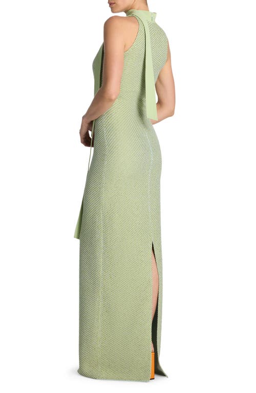 Shop St John St. John Evening Sequin Sleeveless Twill Knit Gown In Chartreuse/mint Multi