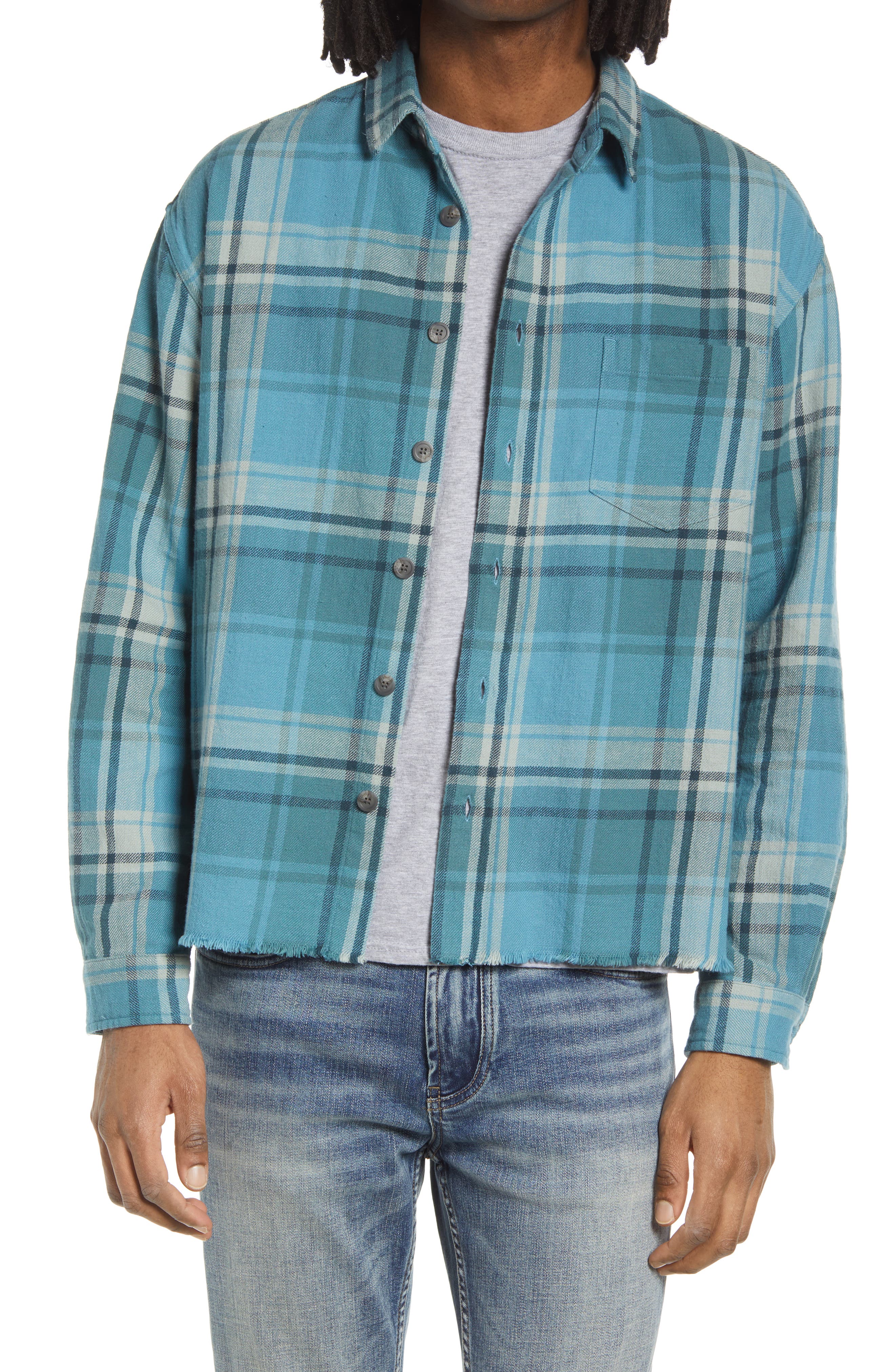 John Elliott Hemi Oversize Plaid Button 