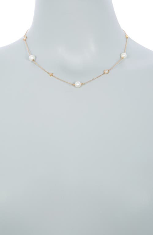Anzie 14k Gold Cleo 7-8mm Cultured Pearl & Stone Necklace In White/gold