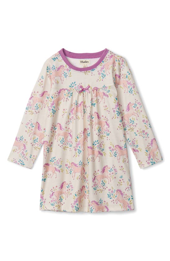 Hatley Kids' Meadow Pony Long Sleeve Nightgown In Cami Lace