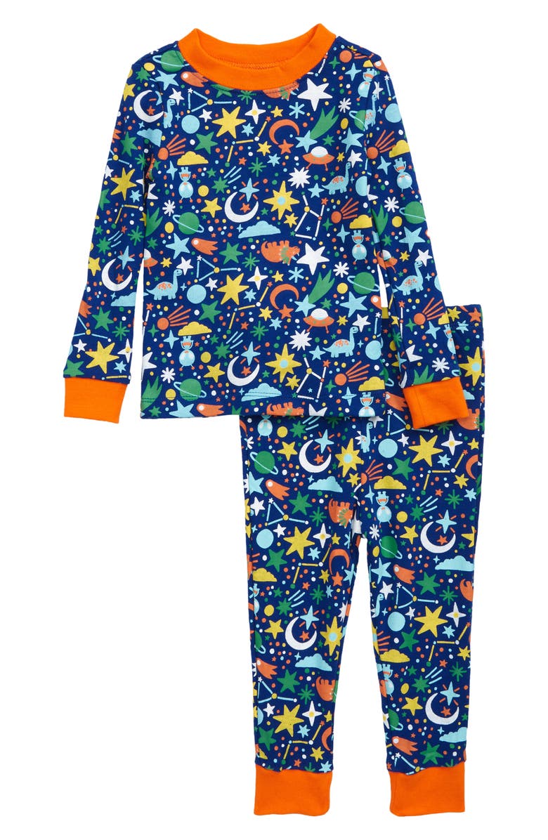 TUCKER + TATE Fitted Two-Piece Pajamas, Main, color, BLUE SURF DINO CONSTELLATIONS