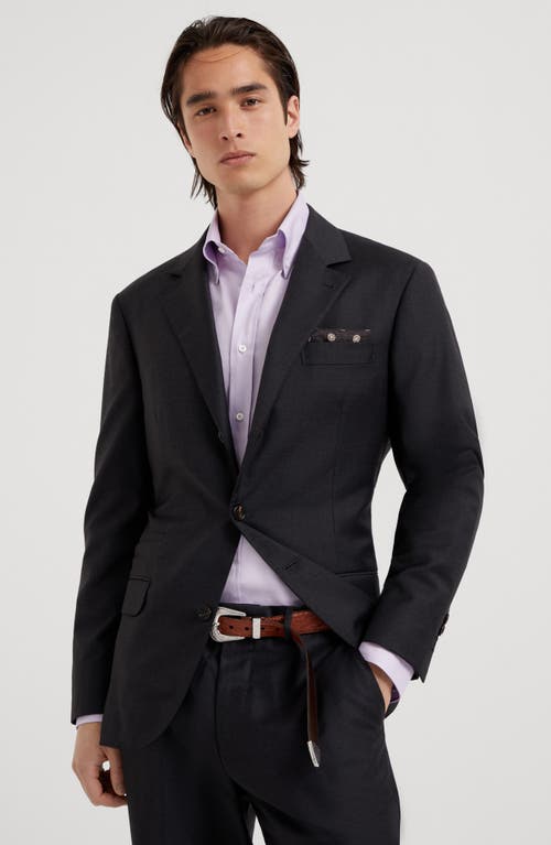 Shop Brunello Cucinelli Super 150s Virgin Wool Four Season Batavia Twill Blazer In Anthracite