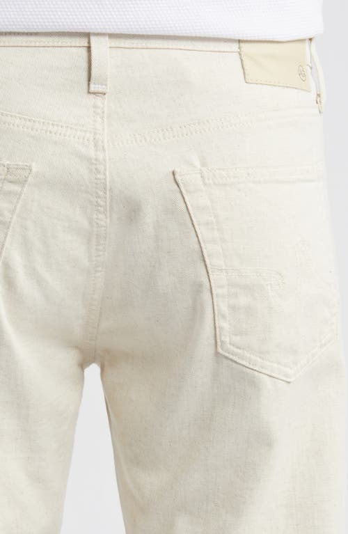 Ag Everett Slim Straight Leg Cotton & Linen Blend Jeans In Natural