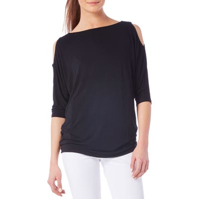 Petite Michael Stars Cold Shoulder Tee, Size One Size - Black