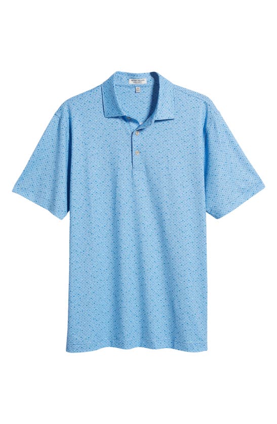 Shop Peter Millar Whiskey Sour Print Performance Golf Polo In Cottage Blue