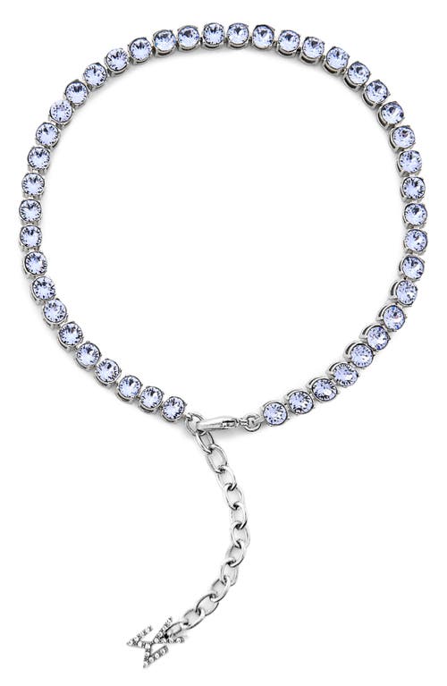 Amina Muaddi Tennis Anklet in Violet Crystals & Silver Base
