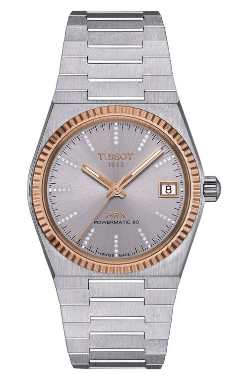 Tissot Prx Powermatic 80 Bracelet Watch, 35mm In Grey/rose Gold