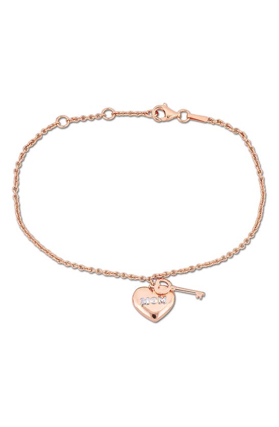 Shop Delmar Heart & Key Charm Bracelet In Rose