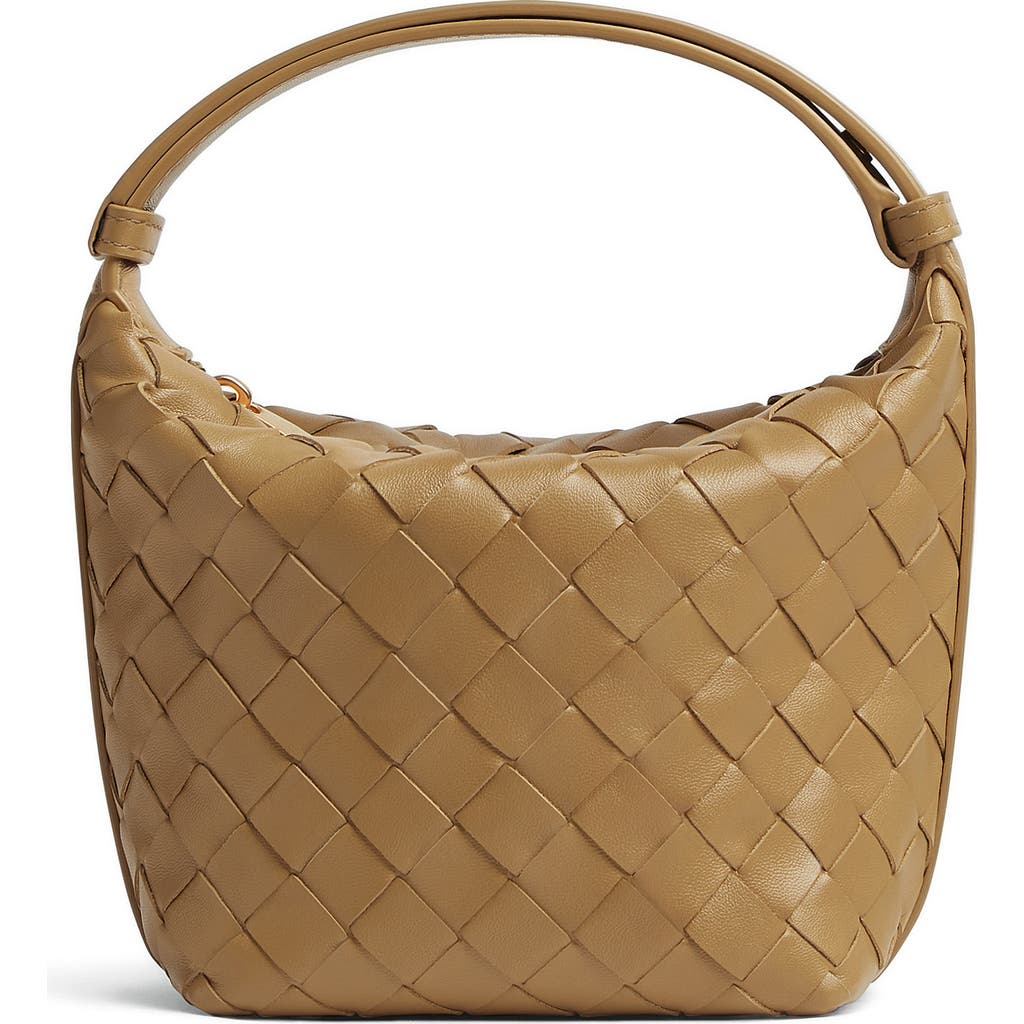 Bottega Veneta Candy Wallace Intreccio Leather Pouch In Dark Praline-gold