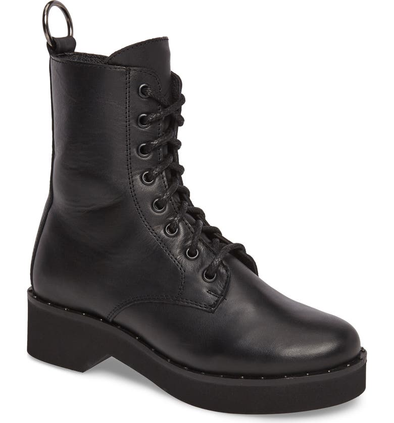 STEVE MADDEN Rocco Combat Boot, Main, color, BLACK LEATHER