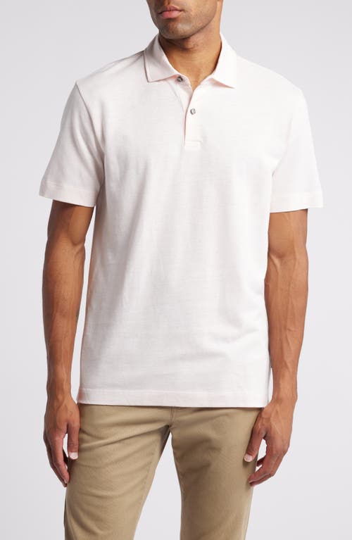 Shop Hugo Boss Boss Press Cotton And Linen Polo In Light/pastel Pink