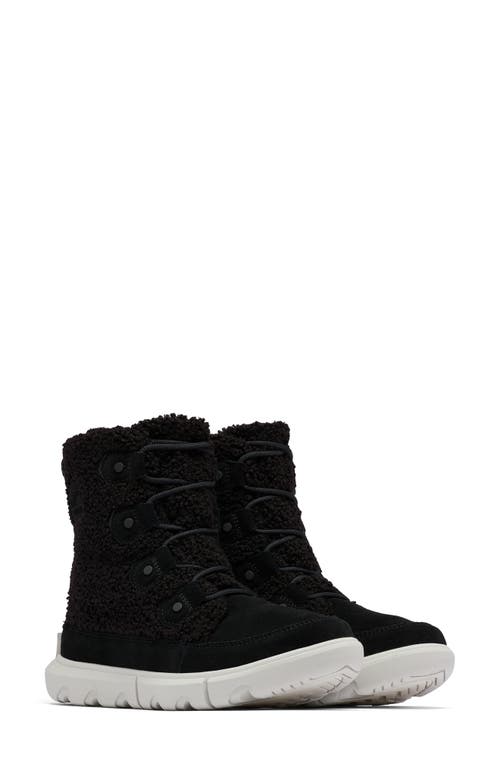 Sorel Explorer Next Joan Faux Shearling Bootie In Black/moonstone