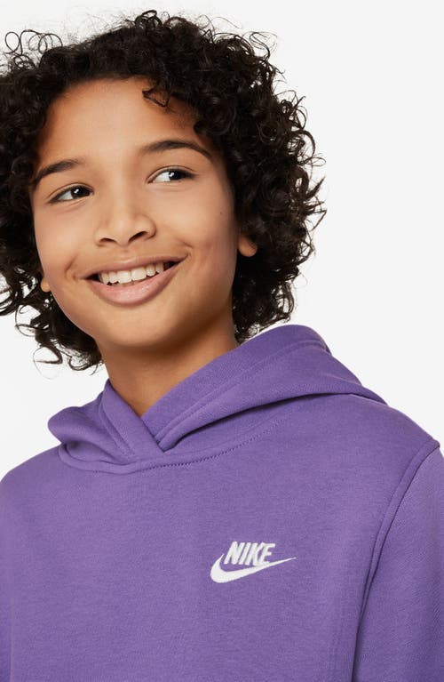 Shop Nike Kids' Club Fleece Hoodie In Black Raspberry/white