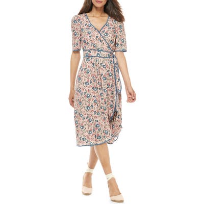 Gal Meets Glam Collection Isadora Floral Print Wrap Midi Dress, Pink