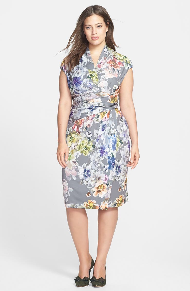 Ivy & Blu Shirred Surplice Neckline Dress (Plus Size) | Nordstrom
