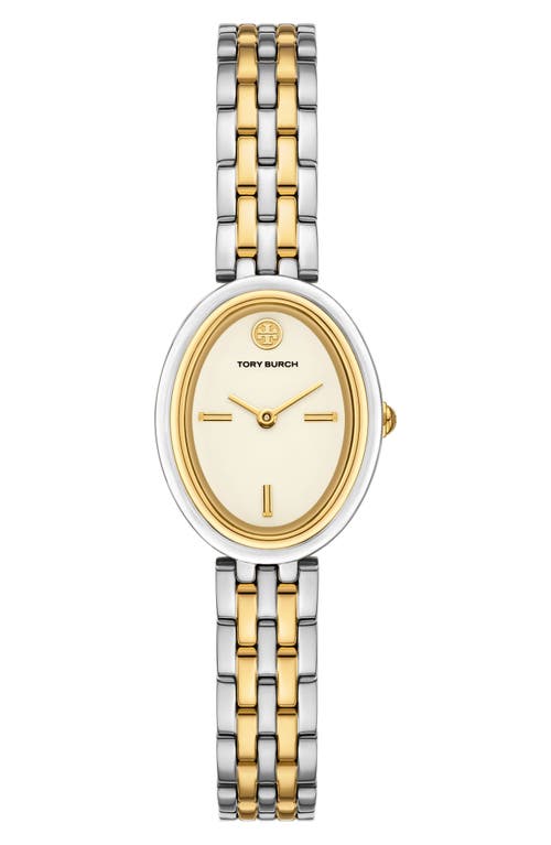 Shop Tory Burch The Oval Two-tone Bracelet Watch, 22mm X 28mm In Two Tone