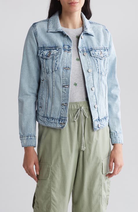 Lucky Brand Patchwork Cropped Jacket in Gray