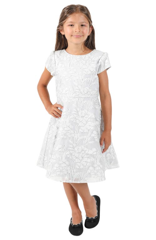 Shop Little Angels Kids' Floral Metallic Satin Jacquard Dress In Silver