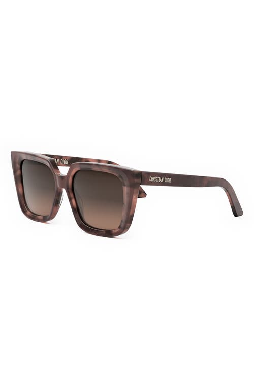 Shop Dior 'midnight S1i 53mm Square Sunglasses In Red Havana/gradient Brown