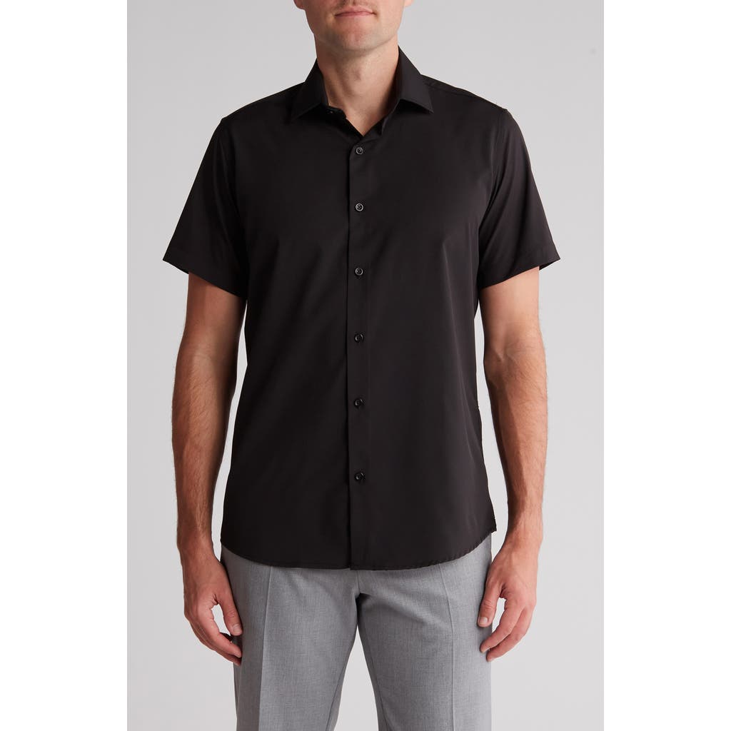 Shop Tom Baine Slim Fit Performance Short Sleeve Button-up Shirt In Black