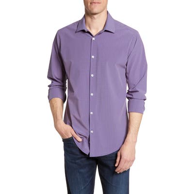 Mizzen+Main Peterson Trim Fit Check Performance Shirt, Red