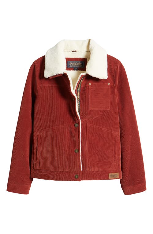 Shop Pendleton Wind River Corduroy Trucker Jacket With Removable Fleece Collar In Roasted Russet