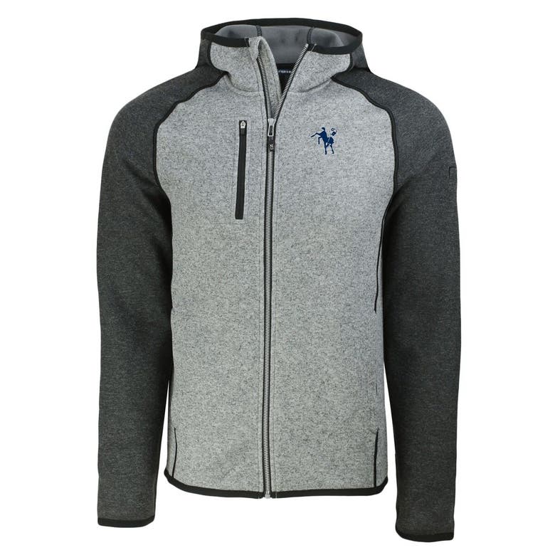 Shop Cutter & Buck Heather Gray/heather Charcoal Indianapolis Colts Throwback Mainsail Sweater-knit Full