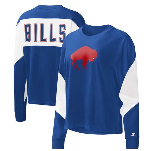 Women's Starter Royal Buffalo Bills Insight Crop Tri-Blend Long Sleeve T-Shirt