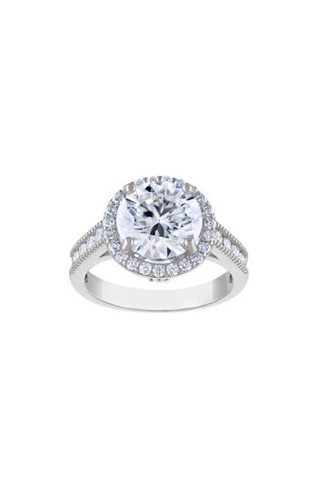 Fzn Sterling Silver Created Moissanite Engagement Ring In Silver