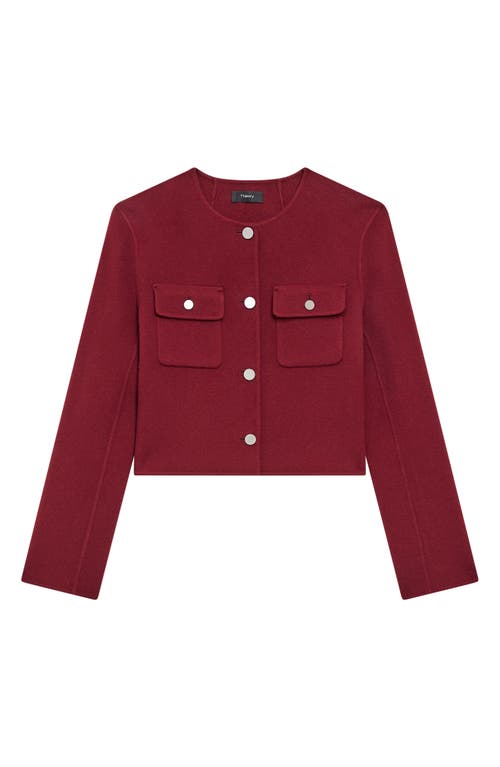 Theory Wool And Cashmere Cropped Cardigan Jacket In Cordovan
