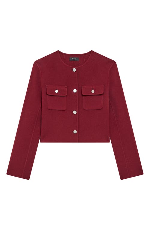 Shop Theory Wool & Cashmere Crop Jacket In Cordovan