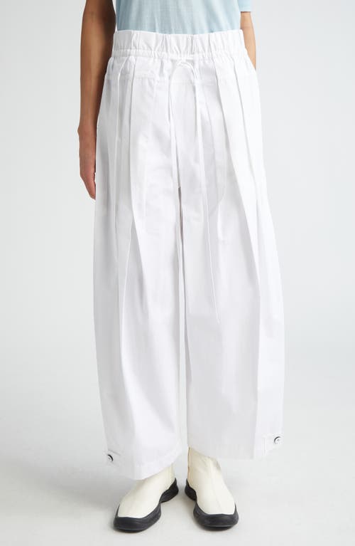 Jil Sander Pleated Cotton Wide Leg Pants 100 Optic White at Nordstrom, Us