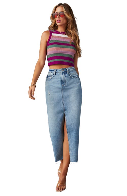 Shop Vici Collection Old Soul Stripe Rib Crop Tank Top In Purple