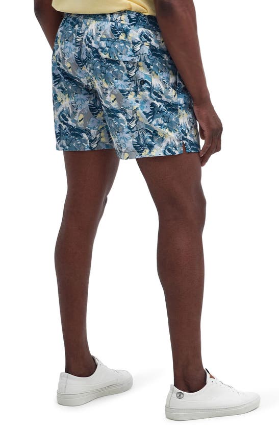Shop Barbour Hindle Floral Logo Embroidered Swim Trunks In Sky