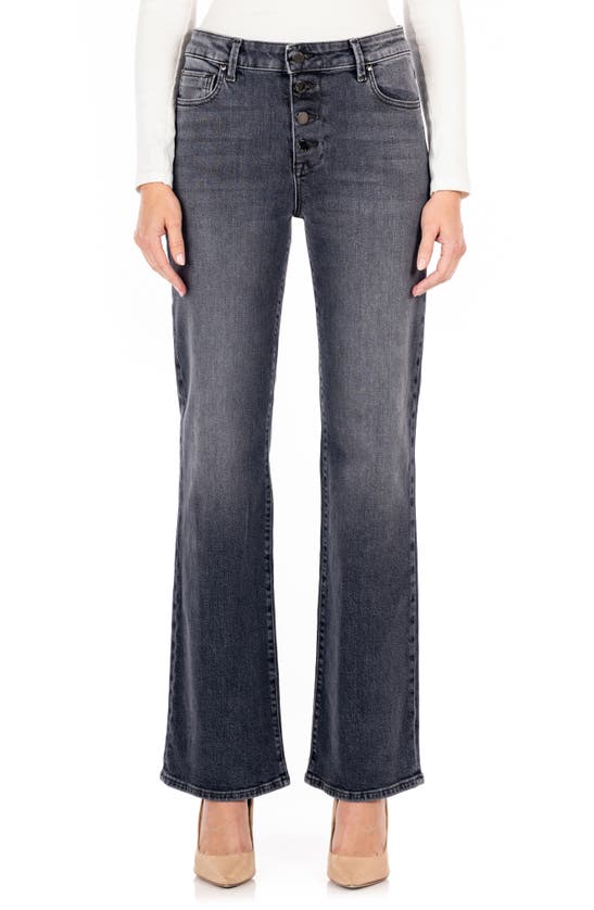 FIDELITY DENIM KATIE EXPOSED BUTTON HIGH WAIST FLARE JEANS