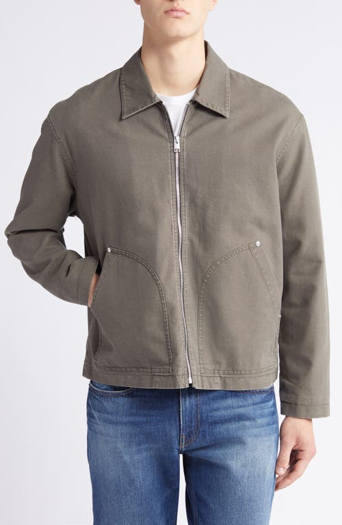 Frame Garment Washed Trucker Olive Green Cotton In Olive Green
