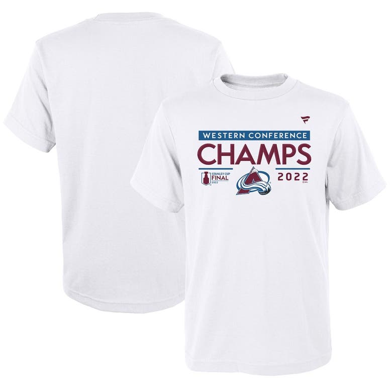 Fanatics Kids' Youth  Branded White Colorado Avalanche 2022 Western Conference Champions Locker Room T-shir