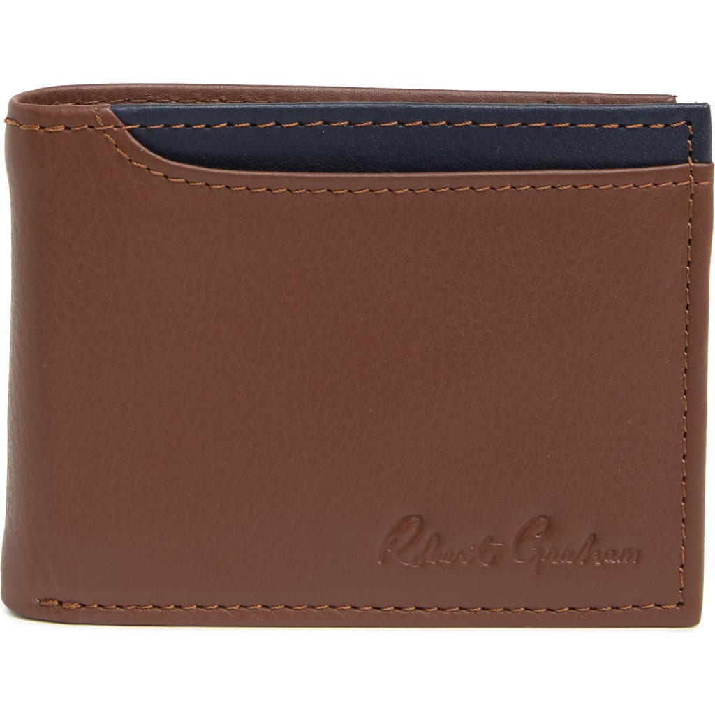 Shop Robert Graham Coupe Leather Passcase Wallet In Tan/navy