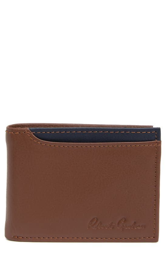 Robert Graham Coupe Leather Passcase Wallet In Tan/ Navy
