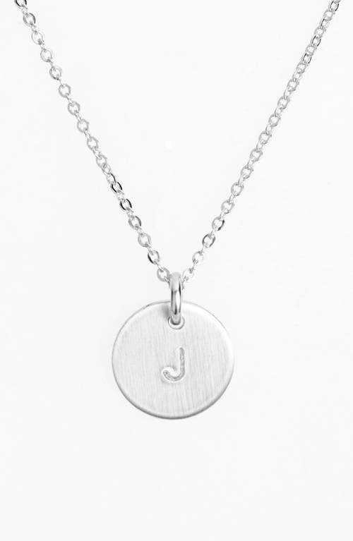 Sterling Silver Initial Mini Disc Necklace in Sterling Silver J