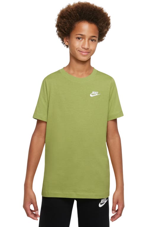 Shop Nike Kids' Embroidered Swoosh T-shirt In Pear/white