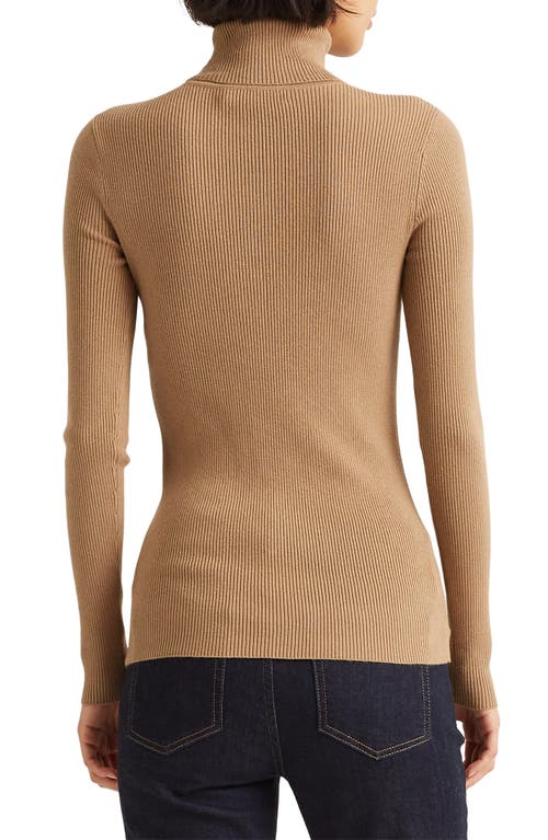 Ralph Lauren Lauren Ribbed Turtleneck Sweater In Classic Camel