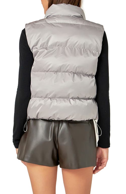 Endless Rose Cropped Puffer Vest In Grey