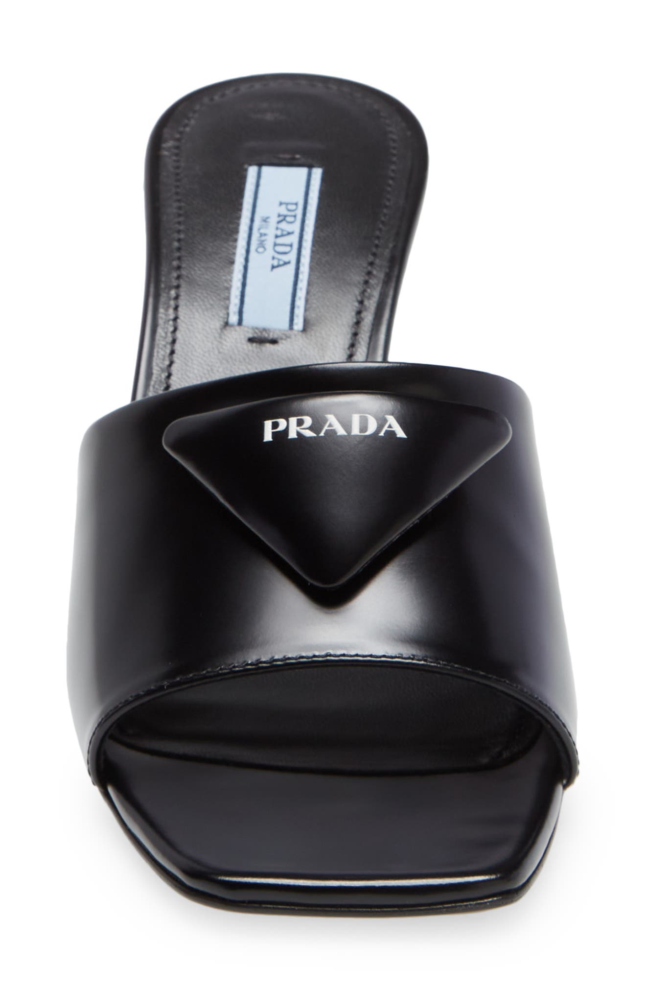 prada triangle logo slide sandal