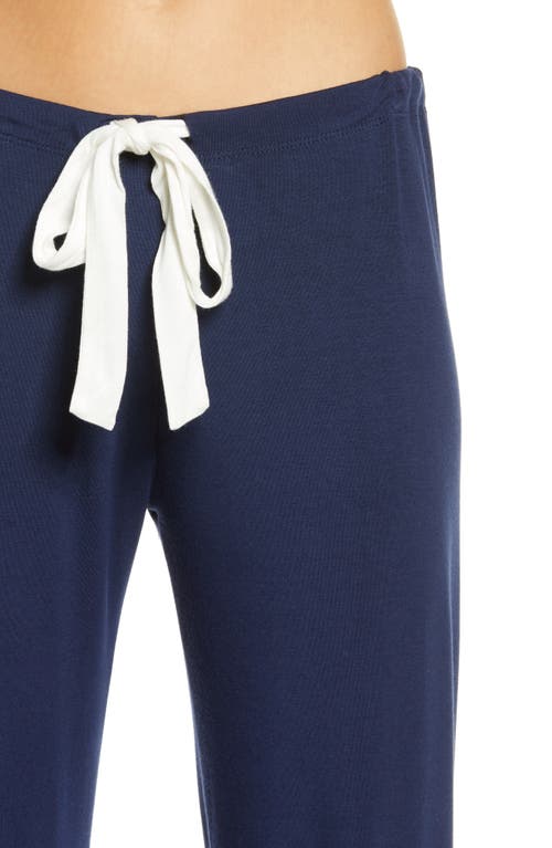 Shop Eberjey Gisele Jersey Knit Slouchy Pajamas In Navy/ivory