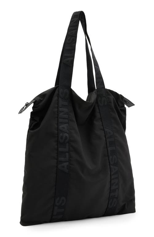 Allsaints Afan Recycled Nylon Tote Bag In Black